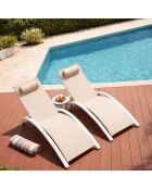 Lot de 2 transats ajustables Manado blanc et écru - 81x157x59 cm