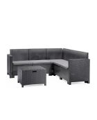 Gartenmöbel/4-/5-Sitzer, gewebter Harzeffekt, mit anthrazitgrauem Edirne-Couchtisch, 2 Stück