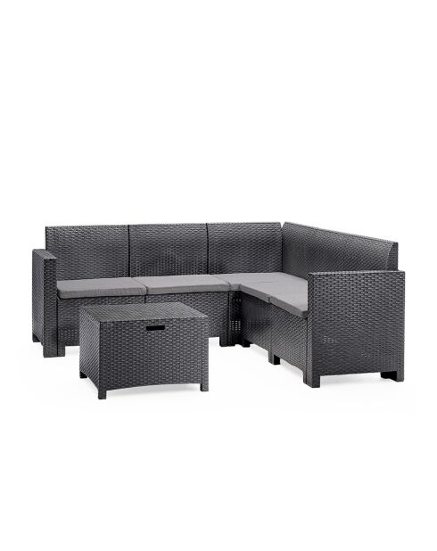 Gartenmöbel/4-/5-Sitzer, gewebter Harzeffekt, mit anthrazitgrauem Edirne-Couchtisch, 2 Stück
