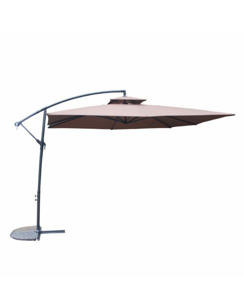 Ombrellone rotondo Brindisi con offset marrone - 295x295x220 cm