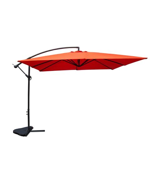 Johan quadratischer Offset-Sonnenschirm aus Terrakotta, 300 x 300 x 245 cm