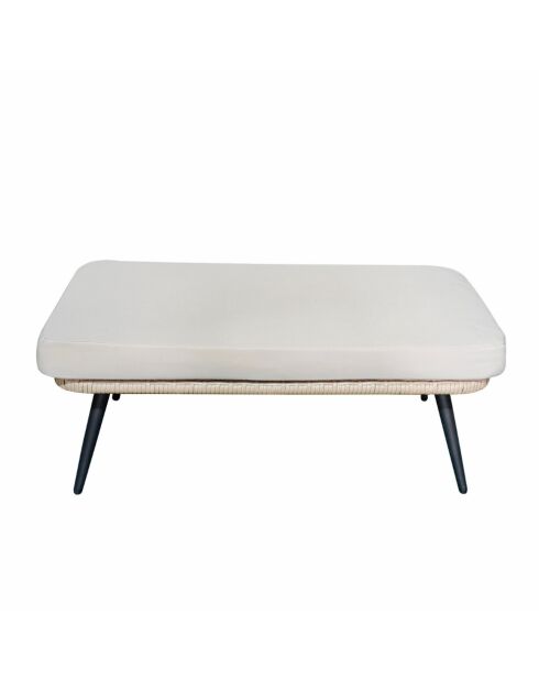 Repose-pieds d'extérieur avec coussin Maxime beige - 90x45x38 cm