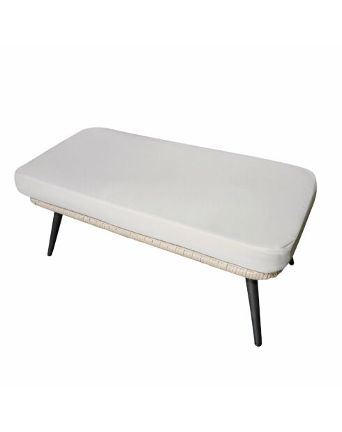 Repose-pieds d'extérieur avec coussin Maxime beige - 90x45x38 cm
