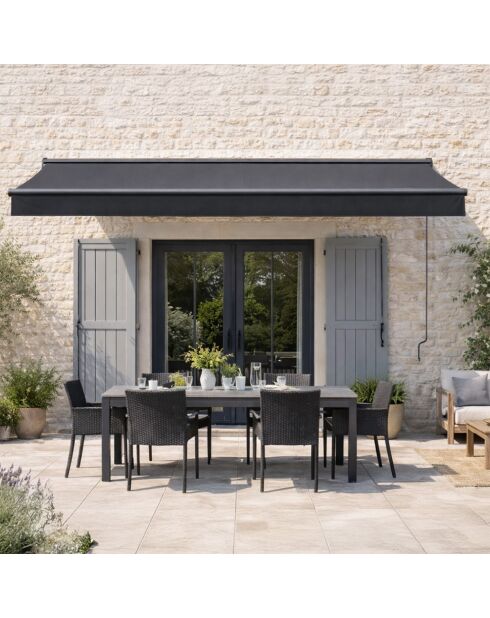 Store banne motorisé en aluminium avec toile Sarena gris - 295x250x14 cm