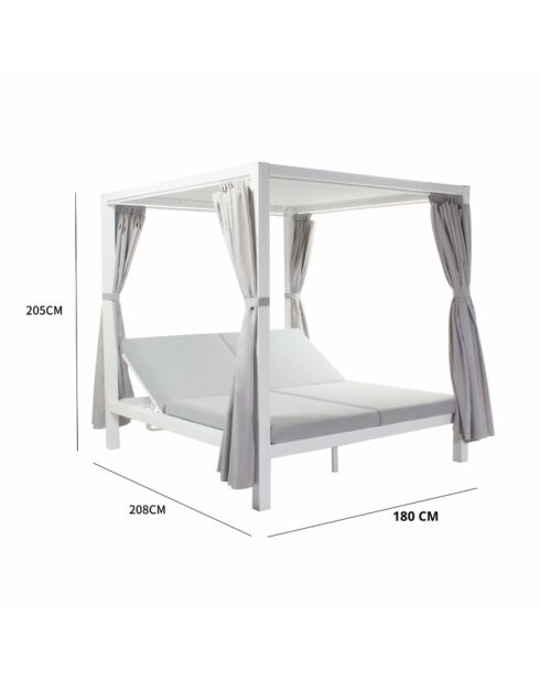 2-Sitzer-Gartenbett Corniglia, 208 x 108 x 205 cm, grau
