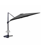 Ivarin grauer, um 360° drehbarer quadratischer Offset-Sonnenschirm — 300 x 300 x 260 cm