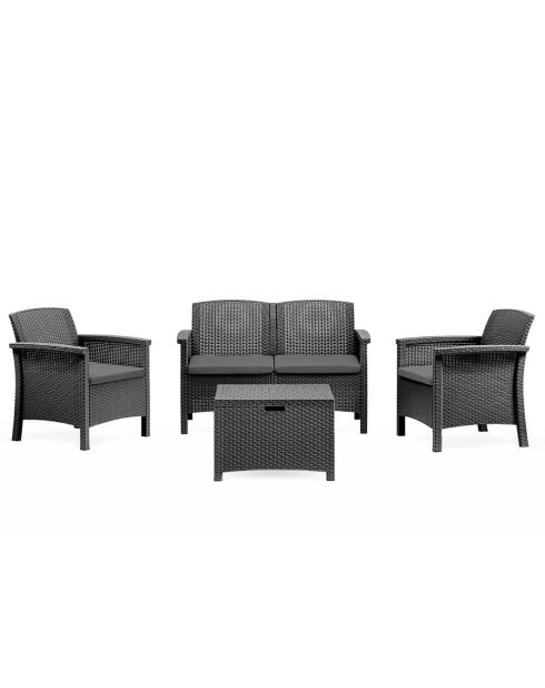 4-zits tuinmeubilair met geweven harseffect met antracietgrijze Bodrum salontafel - 4 stuks