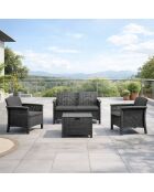 4-zits tuinmeubilair met geweven harseffect met antracietgrijze Bodrum salontafel - 4 stuks