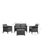 4-zits tuinmeubilair met geweven harseffect met antracietgrijze Bodrum salontafel - 4 stuks