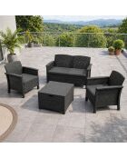 4-zits tuinmeubilair met geweven harseffect met antracietgrijze Bodrum salontafel - 4 stuks