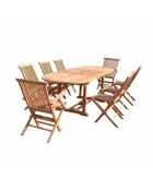 8- bis 10-Sitzer-Gartenmöbel aus massivem Teakholz mit ovalem Tisch und 8 braunen Lireno-Stühlen - 9 Stück