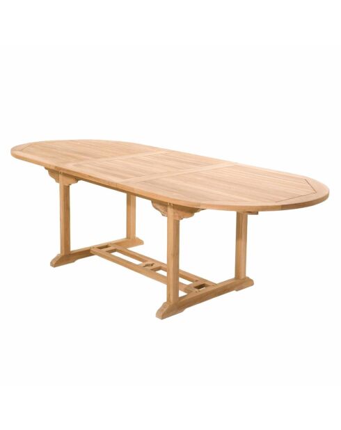 Salon de jardin en teck massif 8 à 10 places avec table ovale et 8 chaises Lireno marron - 9 pièces