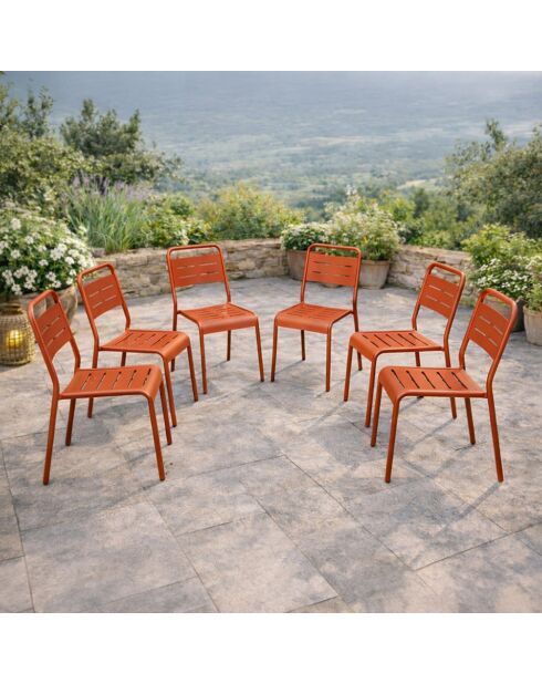 Set van 6 stapelbare Falcou terracotta tuinstoelen - 43x59x79 cm