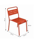 Set van 6 stapelbare Falcou terracotta tuinstoelen - 43x59x79 cm