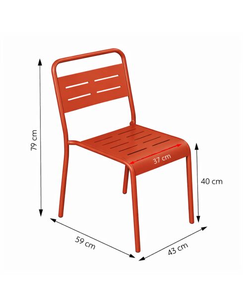 Set van 6 stapelbare Falcou terracotta tuinstoelen - 43x59x79 cm