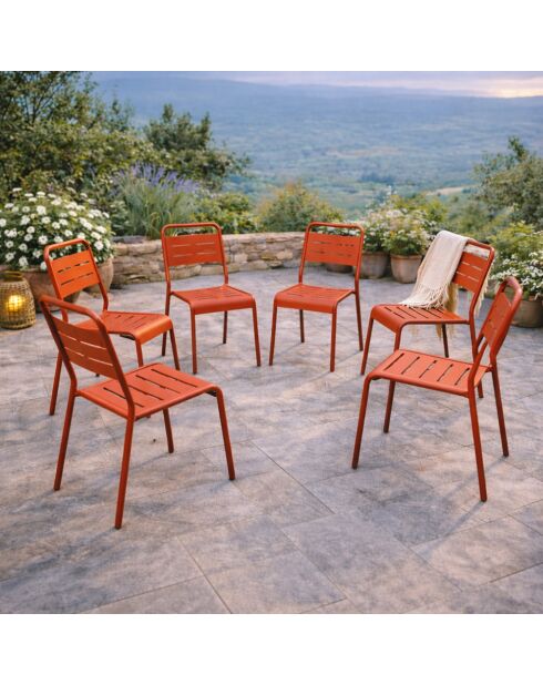 Set van 6 stapelbare Falcou terracotta tuinstoelen - 43x59x79 cm