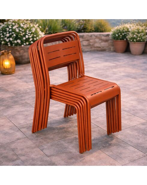 Set van 6 stapelbare Falcou terracotta tuinstoelen - 43x59x79 cm