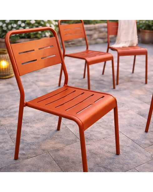 Set van 6 stapelbare Falcou terracotta tuinstoelen - 43x59x79 cm