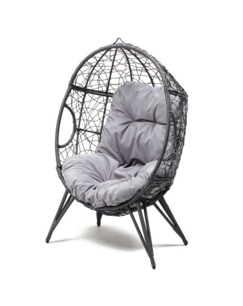 Rimouski Sessel mit Standfuß aus Kunstharz in grauer Rattanoptik — 95x82x155 cm