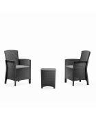 Salon de jardin 2 fauteuils avec table basse Konya gris anthracite - 3 pièces