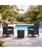 Salon de jardin 2 fauteuils avec table basse Konya gris anthracite - 3 pièces