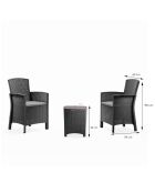 Salon de jardin 2 fauteuils avec table basse Konya gris anthracite - 3 pièces