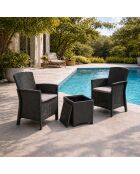 Salon de jardin 2 fauteuils avec table basse Konya gris anthracite - 3 pièces