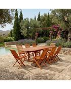 Table de jardin ovale avec 6 chaises et 2 fauteuils en teck huilé Lobo marron - 9 pièces