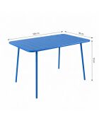 Ensemble table de jardin et 4 chaises Falcou bleues - 5 pièces