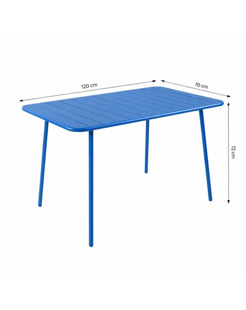 Ensemble table de jardin et 4 chaises Falcou bleues - 5 pièces