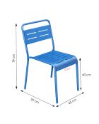 Ensemble table de jardin et 4 chaises Falcou bleues - 5 pièces