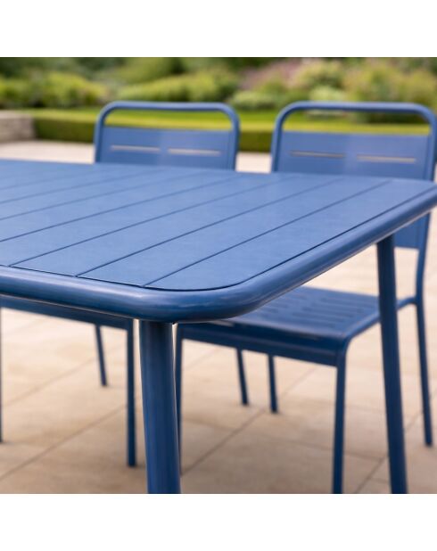 Ensemble table de jardin et 4 chaises Falcou bleues - 5 pièces