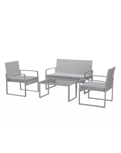Belmare grijs 4-zits tuinmeubilair van laag geweven hars - 4 stuks