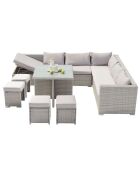 Mueble de jardín empotrado de 10 plazas gris Udine en resina tejida - 6 piezas