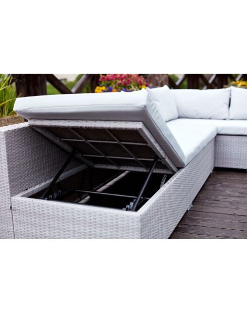Mueble de jardín empotrado de 10 plazas gris Udine en resina tejida - 6 piezas
