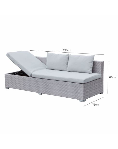 Mueble de jardín empotrado de 10 plazas gris Udine en resina tejida - 6 piezas