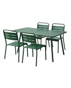 Ensemble table de jardin et 4 chaises Falcou vertes - 5 pièces