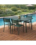 Ensemble table de jardin et 4 chaises Falcou vertes - 5 pièces