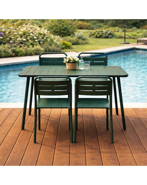 Ensemble table de jardin et 4 chaises Falcou vertes - 5 pièces