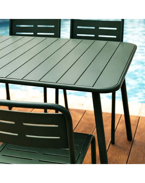 Ensemble table de jardin et 4 chaises Falcou vertes - 5 pièces