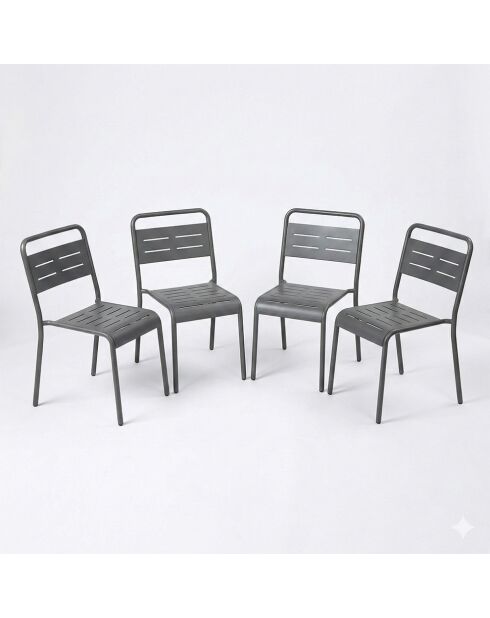 Set mit 4 stapelbaren Gartenstühlen Falcou dunkelgrau - 43x59x79 cm