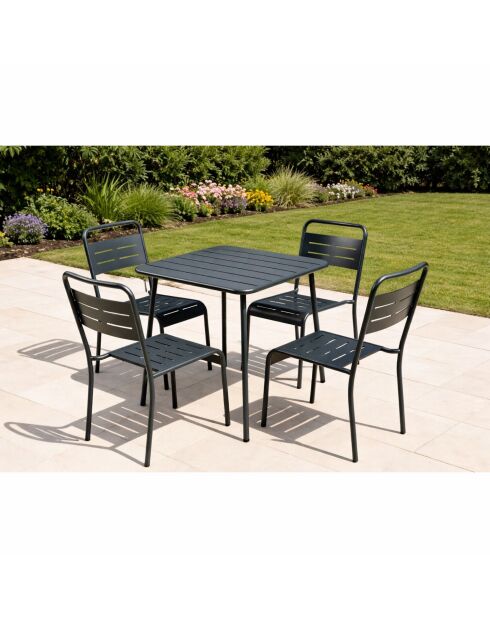 Set mit 4 stapelbaren Gartenstühlen Falcou dunkelgrau - 43x59x79 cm