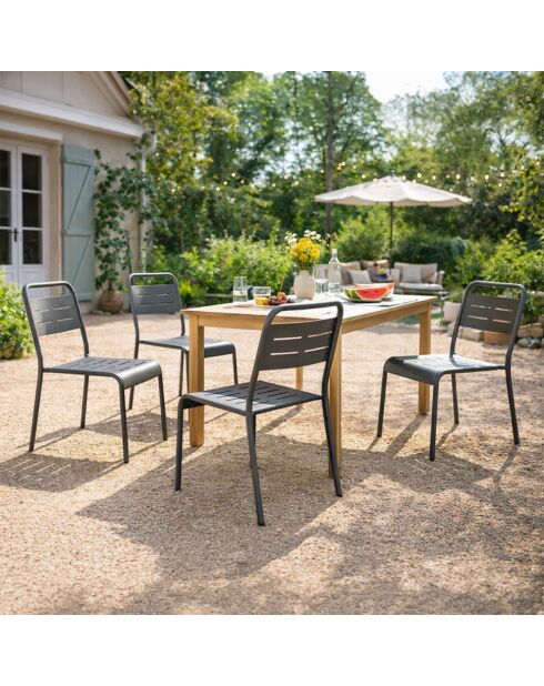 Set mit 4 stapelbaren Gartenstühlen Falcou dunkelgrau - 43x59x79 cm
