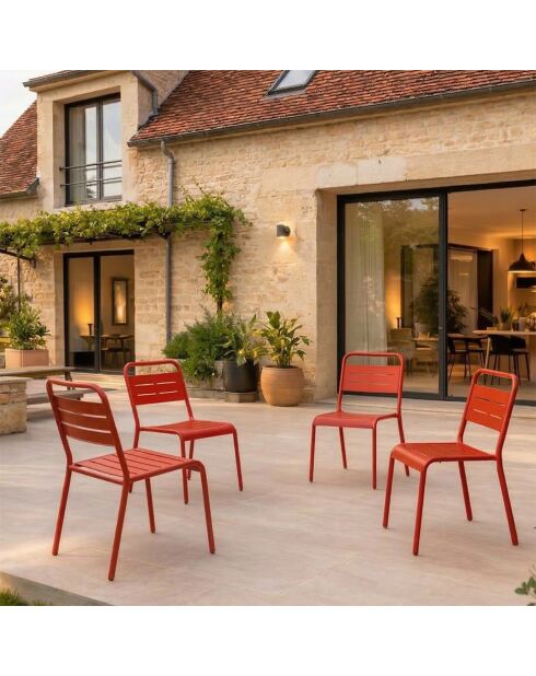 Ensemble de 4 chaises de jardin empilables Falcou terracotta - 43x59x79 cm
