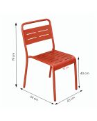 Ensemble de 4 chaises de jardin empilables Falcou terracotta - 43x59x79 cm