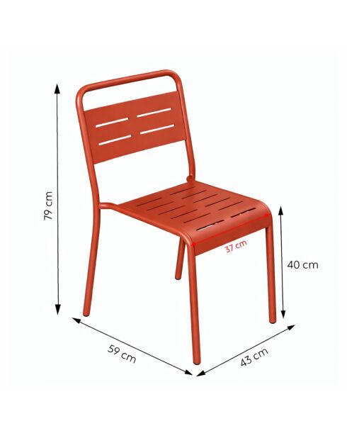 Ensemble de 4 chaises de jardin empilables Falcou terracotta - 43x59x79 cm