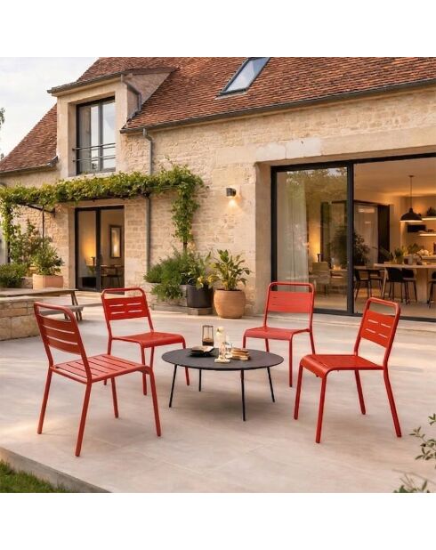 Ensemble de 4 chaises de jardin empilables Falcou terracotta - 43x59x79 cm
