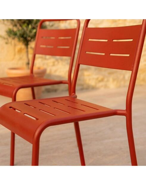 Ensemble de 4 chaises de jardin empilables Falcou terracotta - 43x59x79 cm