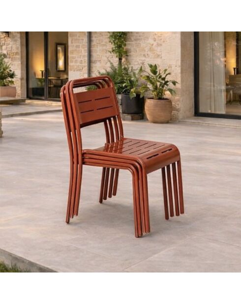 Ensemble de 4 chaises de jardin empilables Falcou terracotta - 43x59x79 cm