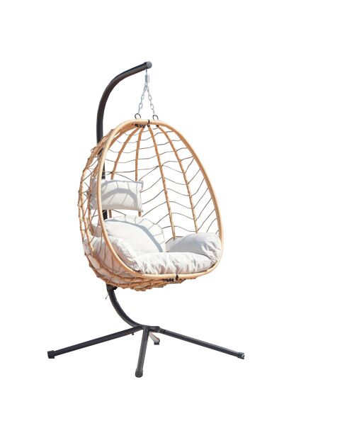 Norale Hängesessel aus Kunstharz in natürlicher Rattanoptik, 95 x 95 x 197 cm